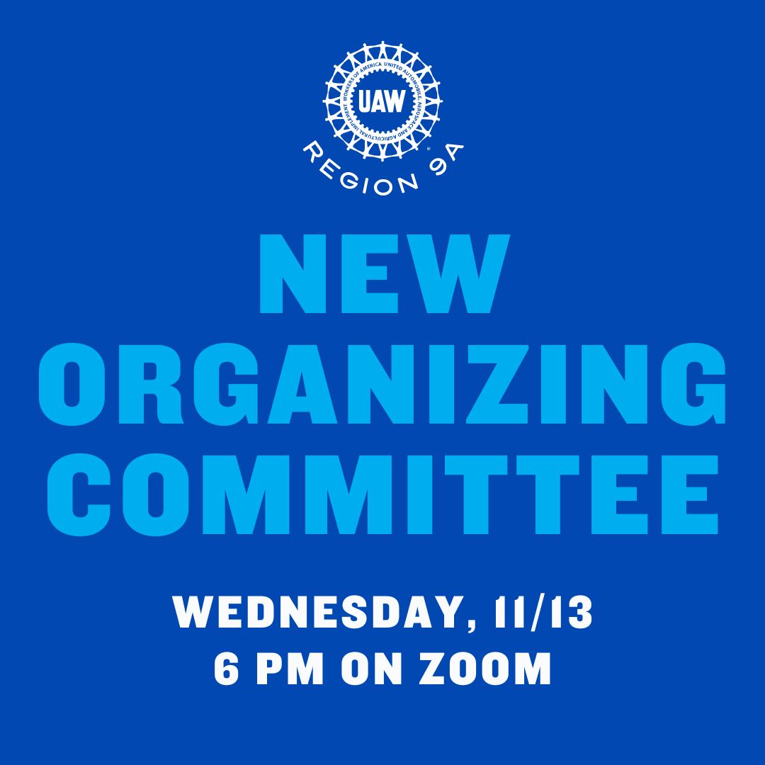 New Organizing Committee, Wednesday, 11/13, 6 PM on Zoom