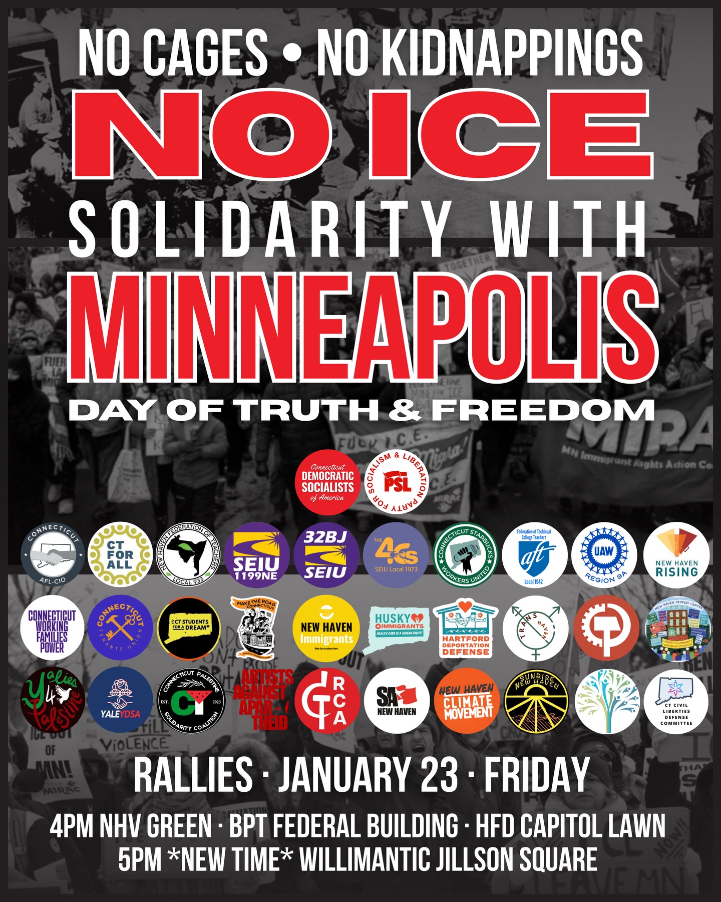 CT No ICE Rallies Jan 23 Flyer