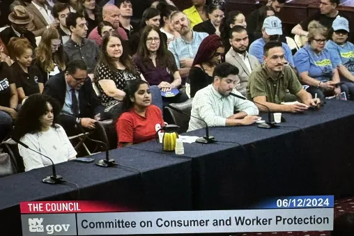 Local 4100 President Andrea Joseph testifying at NYC Council hearing