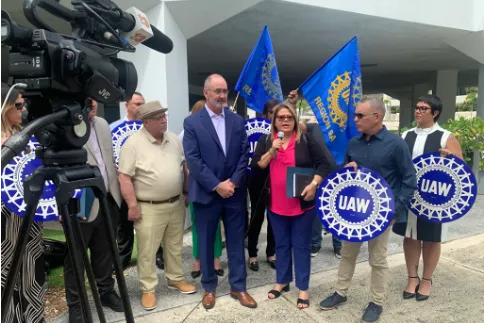 UAW President Shawn Fain and UAW Vice President Rich Boyer in Puerto Rico