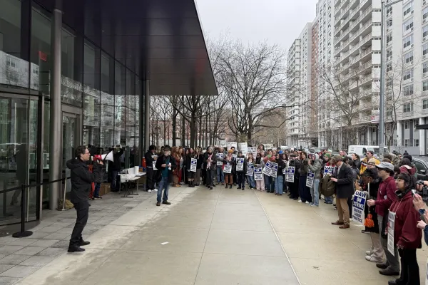 CFU-UAW members on the picket line at NYU in March 2026