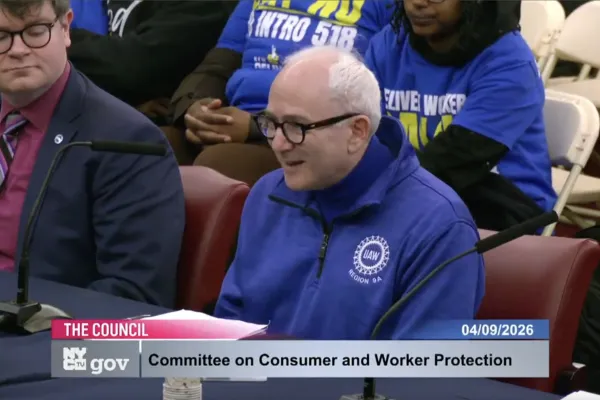 ALAA Local 2325 member Richard Blum testifies at New York City Council hearing on April 9, 2026
