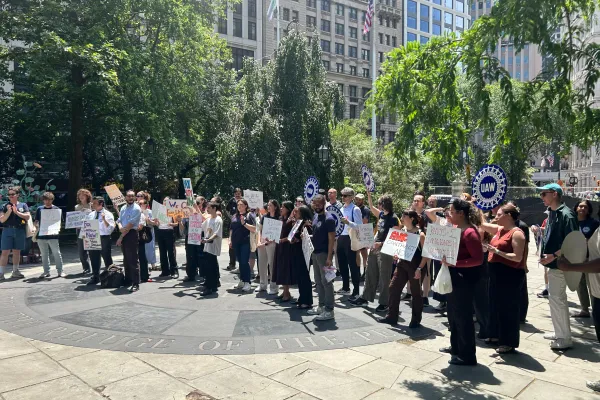 Local 2325 Members Rally at New York City Hall for Legal Services Funding in June 2026