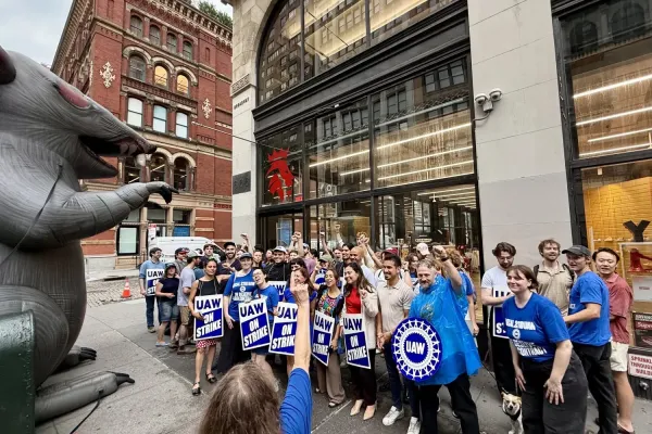 Local 2110 members at Harper's Magazine on a one-day strike in July 2026
