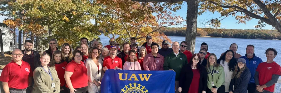 UAW President Shawn Fain meeting with Local 3999 members