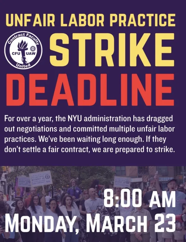 NYC Electeds Back NYU Contract Faculty Union Ahead of Strike Deadline ...