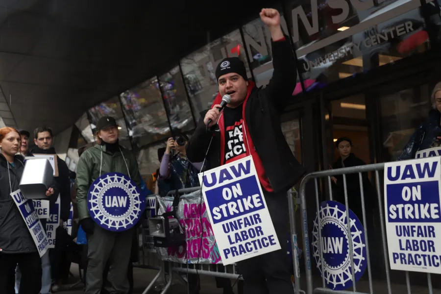 Brandon Mancilla on the picket line