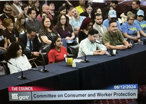 Local 4100 President Andrea Joseph testifying at NYC Council hearing