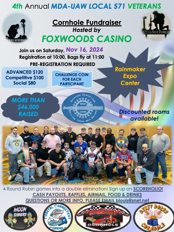 4th Annual MDA-UAW Local 571 Veterans Cornhole Fundraiser