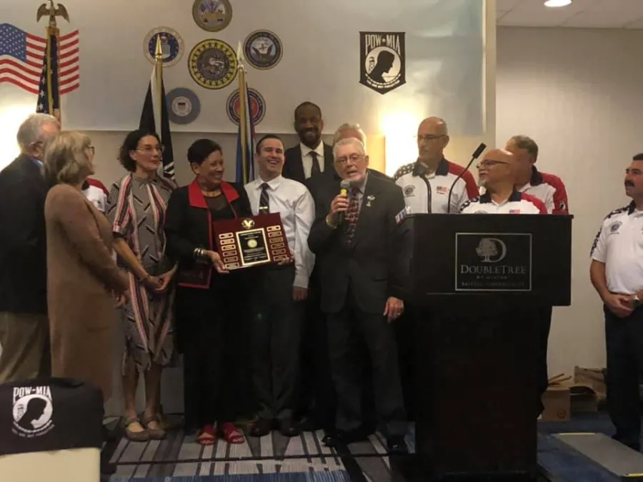 Pat Mulholland receives award at Veterans Council Dinner Dance