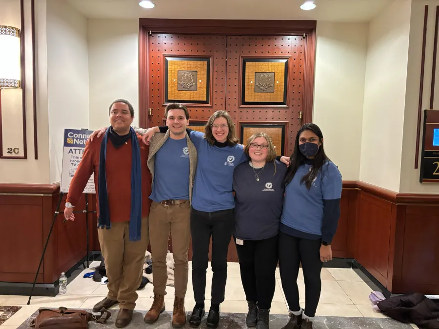 UConn GEU members testifying for public higher ed funding at Connecticut State Capitol