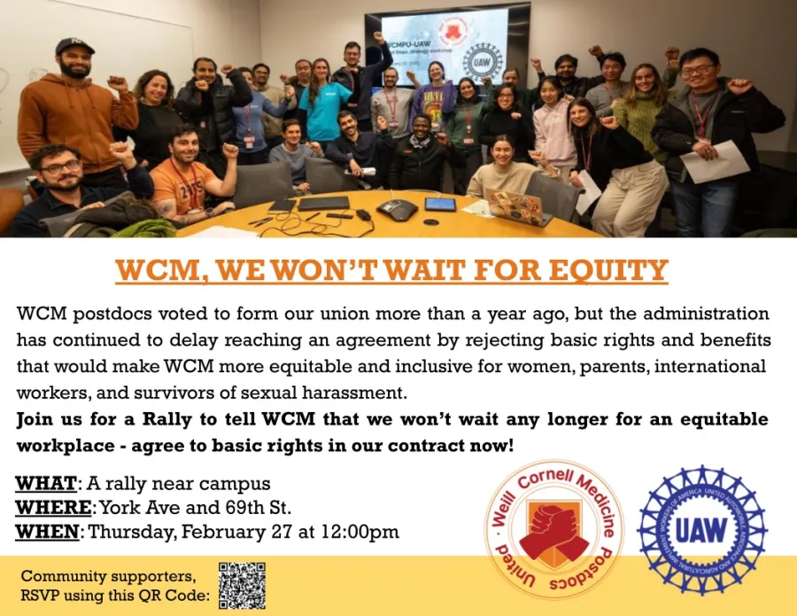 Rally for Weill Cornell Postdocs