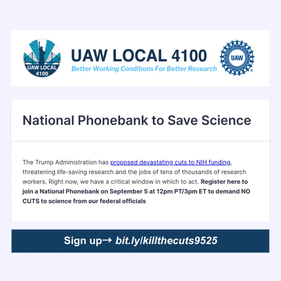 UAW Local 4100 Phonebank for Science