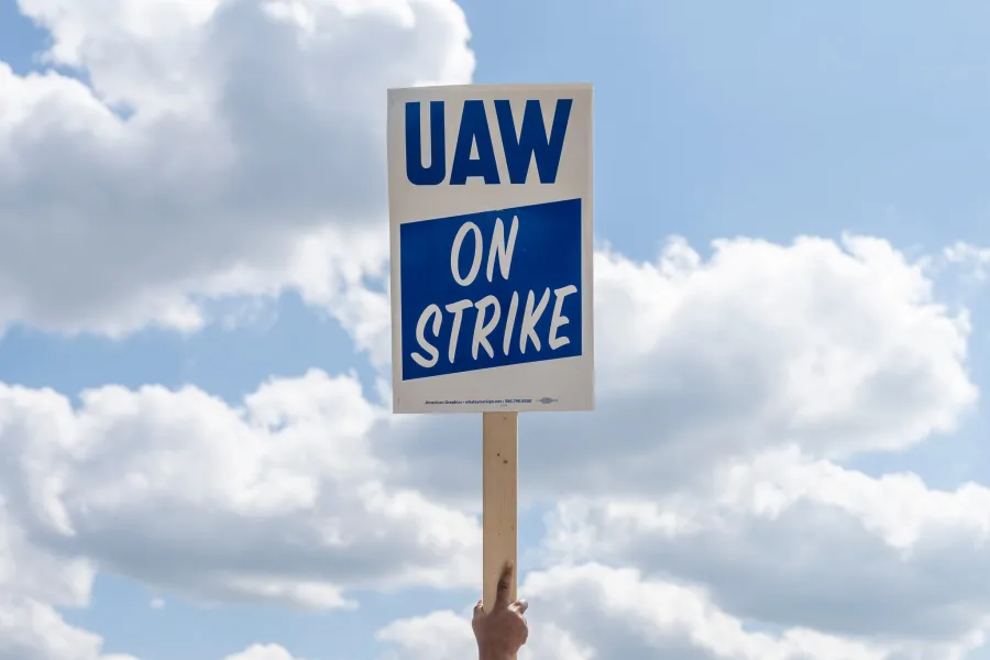 UAW on strike sign