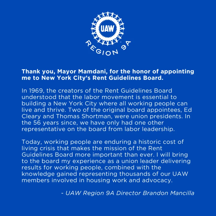 Statement on New York City Rent Guidelines Board