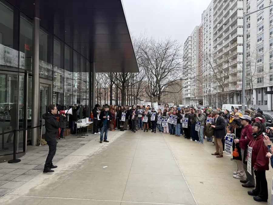 CFU-UAW members on the picket line at NYU in March 2026