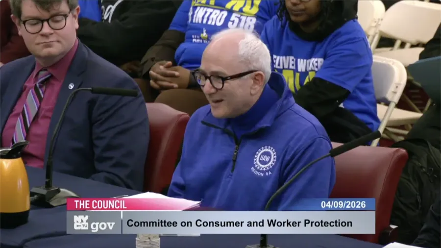 ALAA Local 2325 member Richard Blum testifies at New York City Council hearing on April 9, 2026