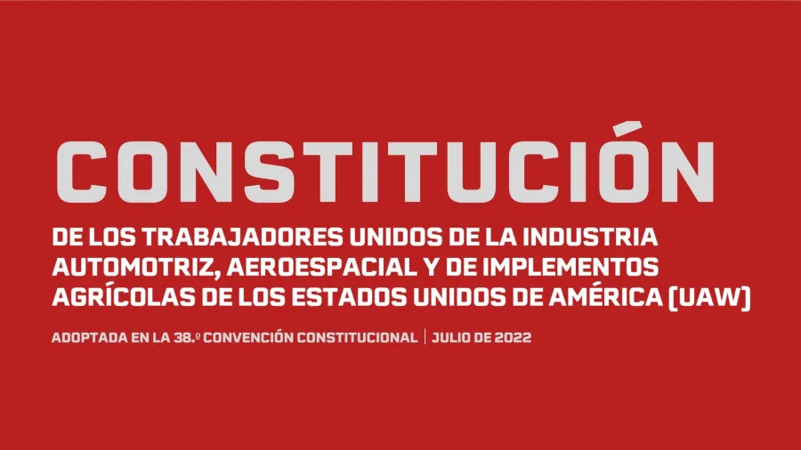 UAW Constitution cover page in Spanish