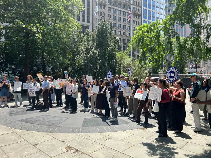Local 2325 Members Rally at New York City Hall for Legal Services Funding in June 2026