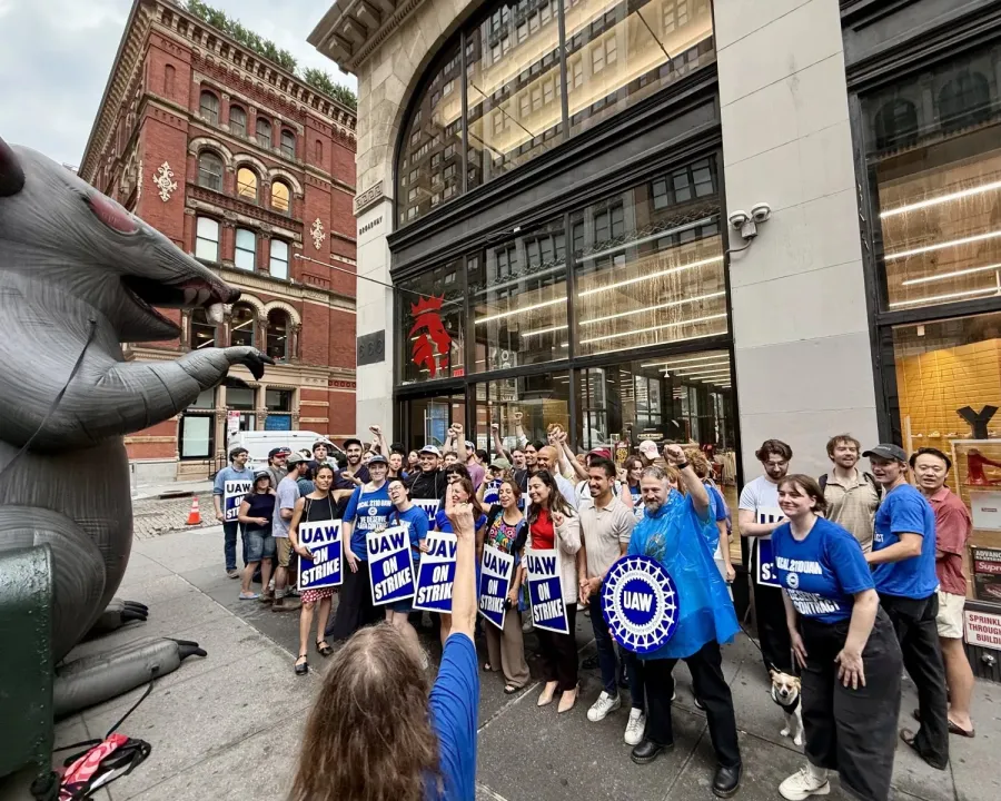 Local 2110 members at Harper's Magazine on a one-day strike in July 2026