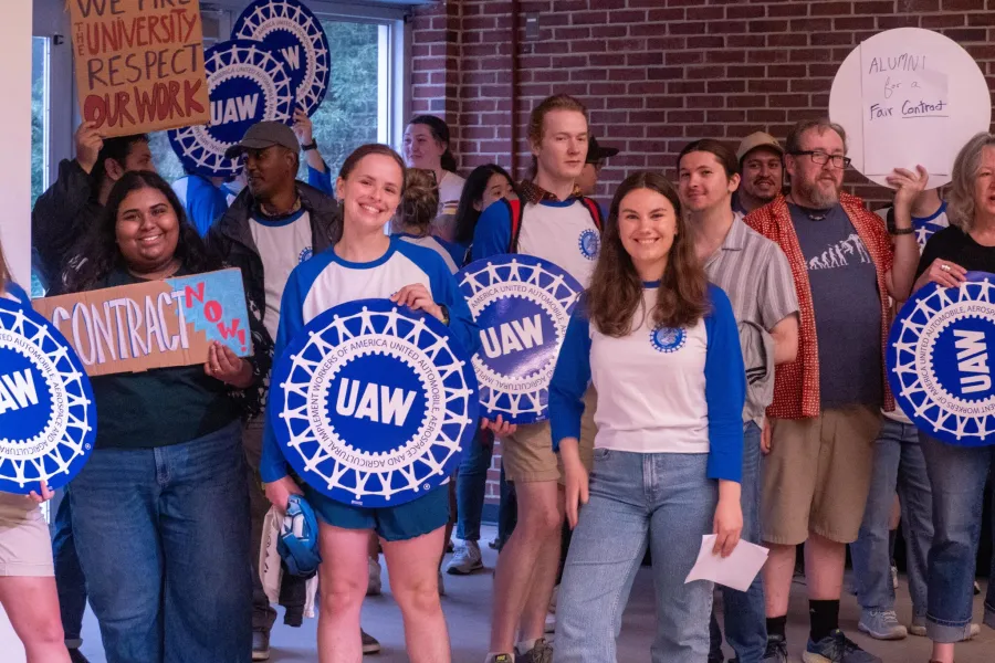 Members of unions representing University of New Hampshire graduate students and faculty made their cases for fair contracts during a University System Board of Trustees meeting Friday at UNH in Durham.