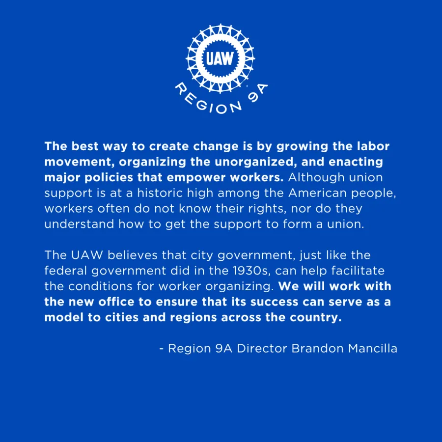 UAW Applauds NYC Mayor’s Office of Worker Power