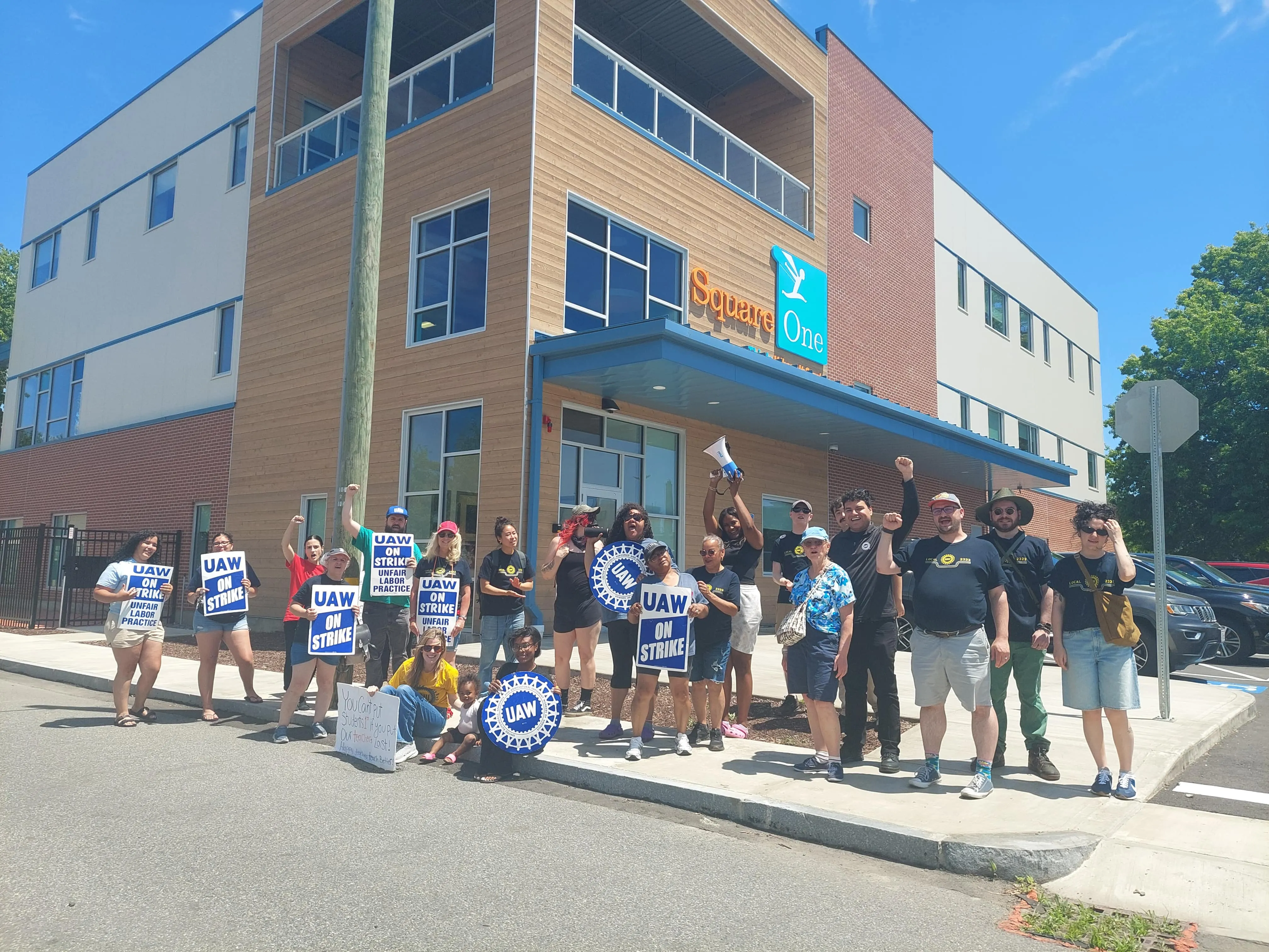 Local 2322 members on strike at Square One in Springfield in June 2026