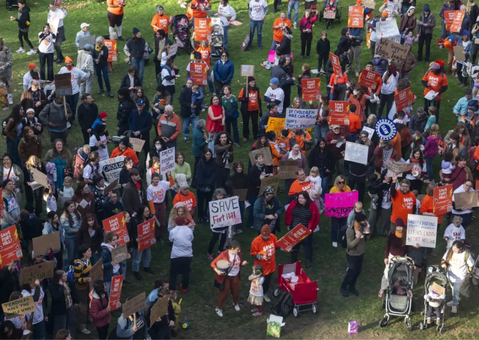 Local 2322 rally to save the Fort Hill child care center at Smith College