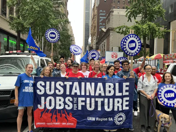 Region 9A members holding banner at 2024 NYC Labor Day Parade