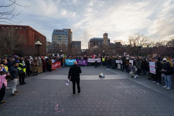 higher ed day of action rally in New York City on 2/19/25