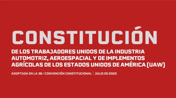 UAW Constitution cover page in Spanish