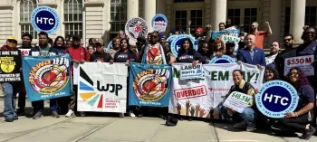 UAW & other union members at NYC City Hall rally to fund DCWP in March 2026