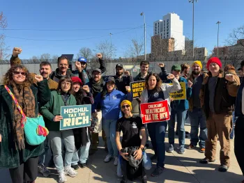 ERU-UAW members join NYC's Tax the Rich Rally in March 2026