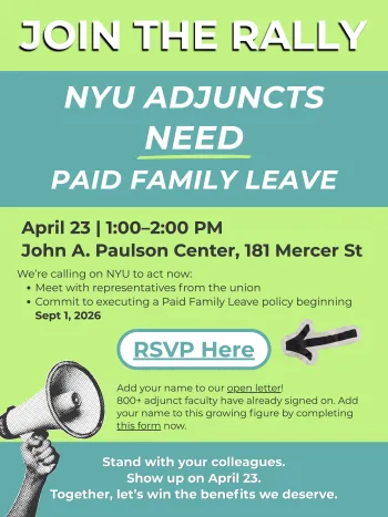 Join NYU Adjuncts on Thursday to Rally for Paid Family Leave