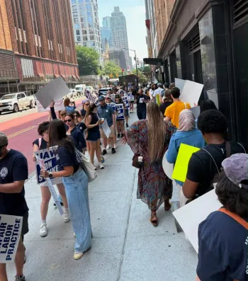BDS union members on the picket line on July 17, 2026