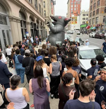 NDS Union picket with Scabby on June 30, 2026