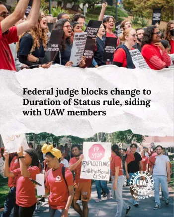 Federal Judge Blocks Change to Duration of Status Rule, Siding with UAW Members