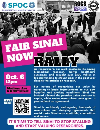 Local 4100 Sinai Postdocs Practice Picket for Fair Contract