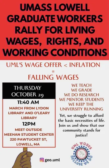 Rally with UMass Lowell Grad Workers for Living Wages
